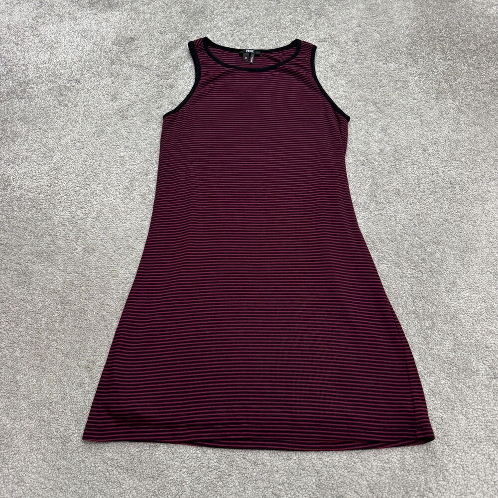 Paige Black Beaujolais Striped Tank Dress Women XS Burgundy Modal Casual Stretch
